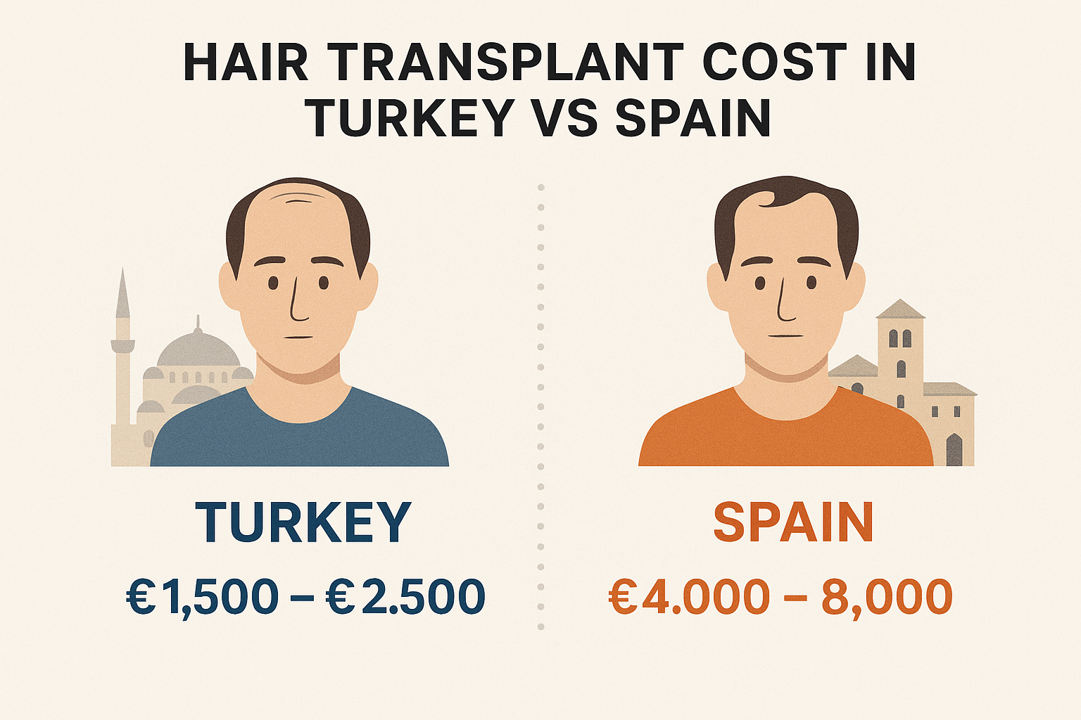 Hair Transplant Cost in Turkey vs Spain: A Complete Comparison for 2025