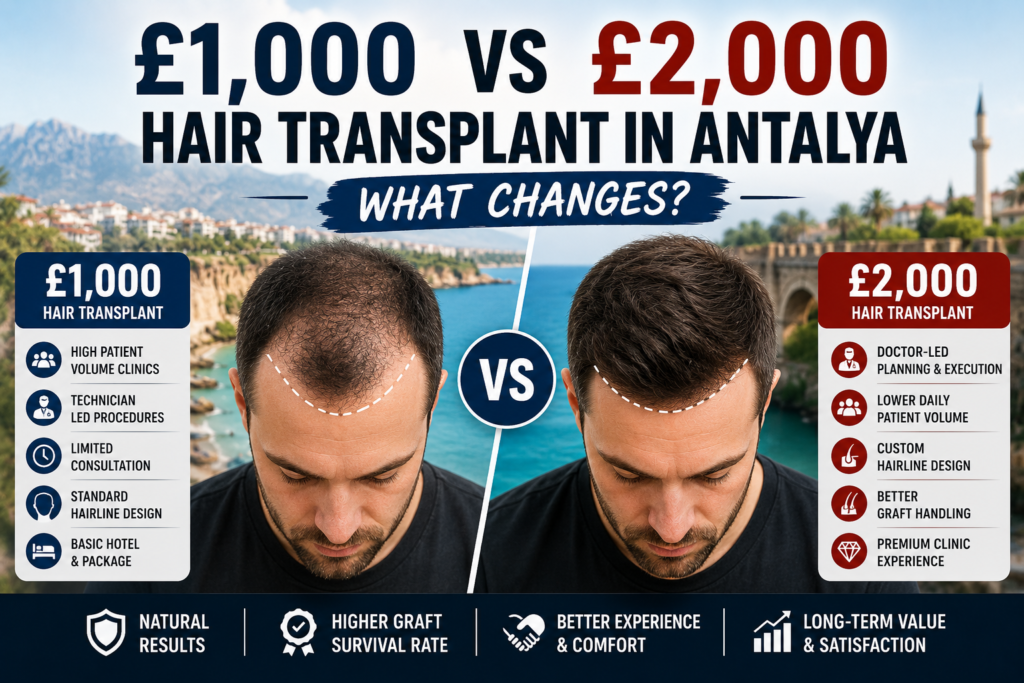 £1,000 vs £2,000 Hair Transplant in Antalya