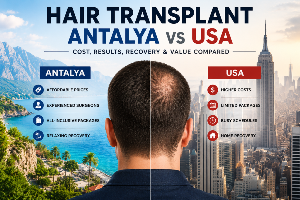 Hair Transplant Antalya vs USA: Cost, Results, Recovery and Value Compared