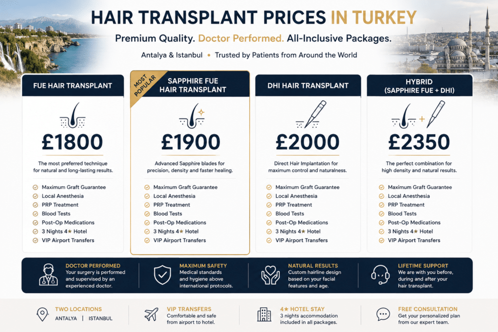 How Much Is a Hair Transplant in Turkey? 2026 Prices, Antalya vs Istanbul